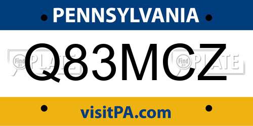 Q83MCZ Pennsylvania License Plate
