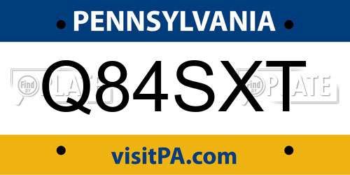 Q84SXT Pennsylvania License Plate