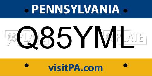 Q85YML Pennsylvania License Plate