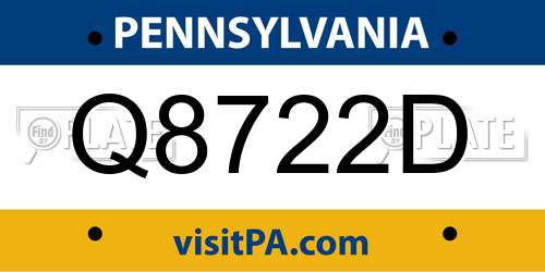 Q8722D Pennsylvania License Plate