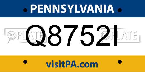 Q8752I Pennsylvania License Plate