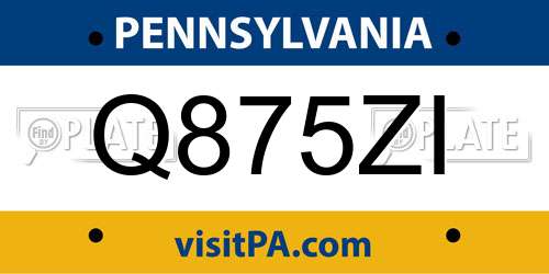 Q875ZI Pennsylvania License Plate