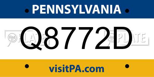 Q8772D Pennsylvania License Plate
