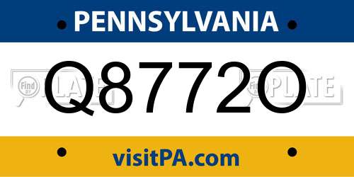 Q8772O Pennsylvania License Plate