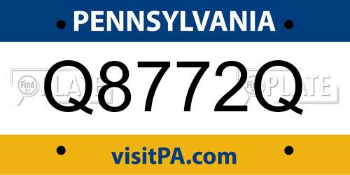 Q8772Q Pennsylvania License Plate