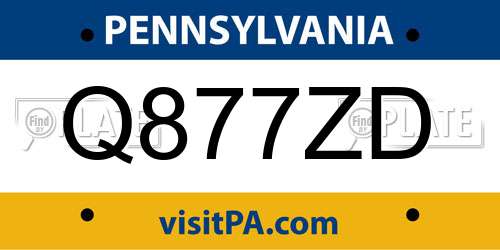 Q877ZD Pennsylvania License Plate