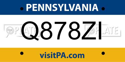 Q878ZI Pennsylvania License Plate