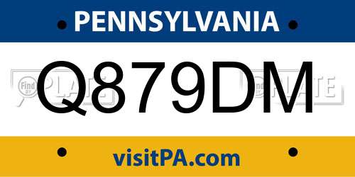 Q879DM Pennsylvania License Plate
