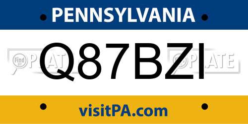 Q87BZI Pennsylvania License Plate