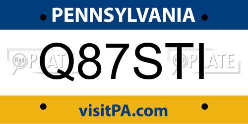 Q87STI Pennsylvania License Plate