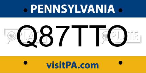 Q87TTO Pennsylvania License Plate