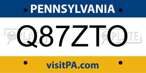 Q87ZTO Pennsylvania License Plate
