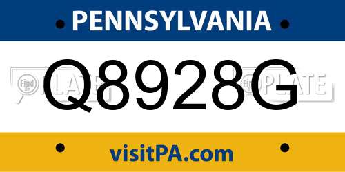 Q8928G Pennsylvania License Plate