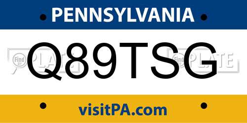 Q89TSG Pennsylvania License Plate
