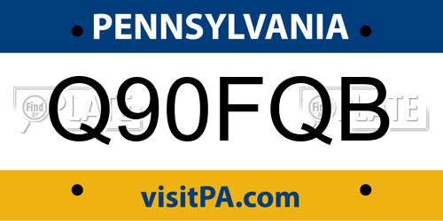 Q90FQB Pennsylvania License Plate