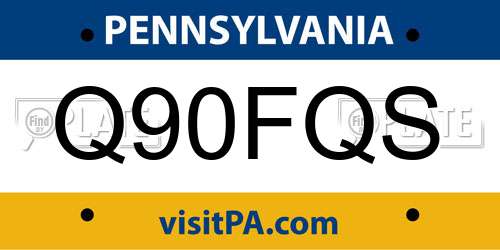 Q90FQS Pennsylvania License Plate