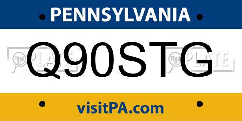Q90STG Pennsylvania License Plate
