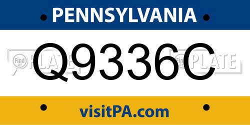 Q9336C Pennsylvania License Plate