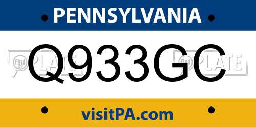 Q933GC Pennsylvania License Plate