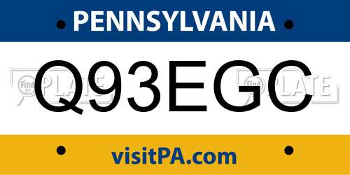 Q93EGC Pennsylvania License Plate