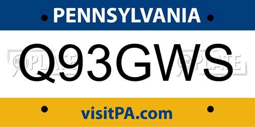 Q93GWS Pennsylvania License Plate