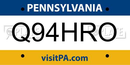 Q94HRO Pennsylvania License Plate