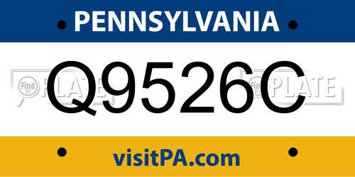 Q9526C Pennsylvania License Plate