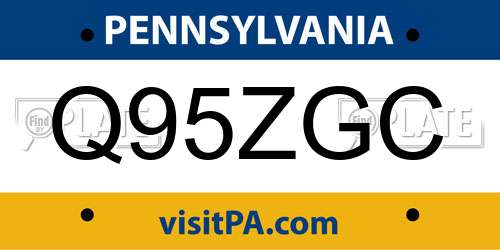 Q95ZGC Pennsylvania License Plate