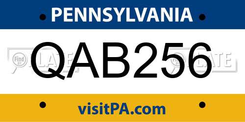 QAB256 Pennsylvania License Plate