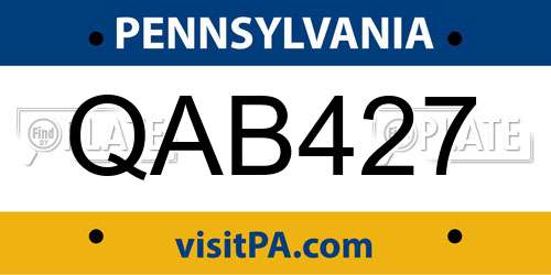 QAB427 Pennsylvania License Plate