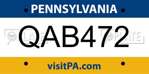 QAB472 Pennsylvania License Plate