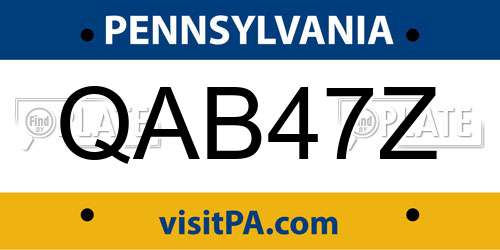 QAB47Z Pennsylvania License Plate