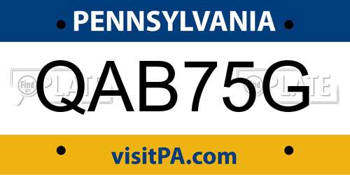 QAB75G Pennsylvania License Plate
