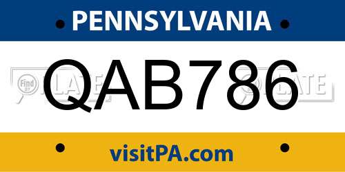 QAB786 Pennsylvania License Plate