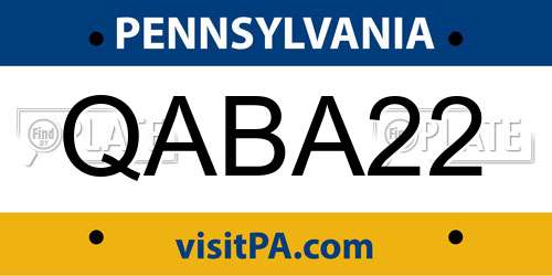 QABA22 Pennsylvania License Plate