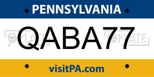 QABA77 Pennsylvania License Plate