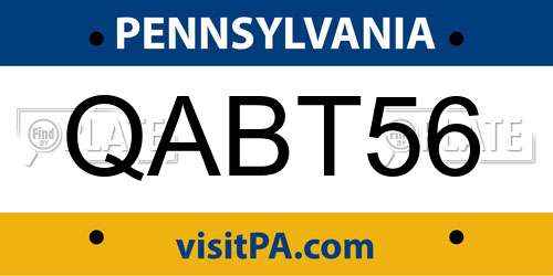 QABT56 Pennsylvania License Plate