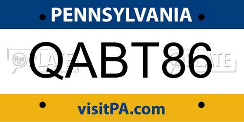 QABT86 Pennsylvania License Plate