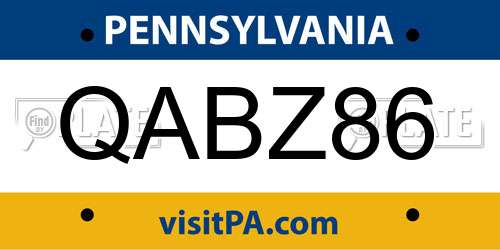 QABZ86 Pennsylvania License Plate