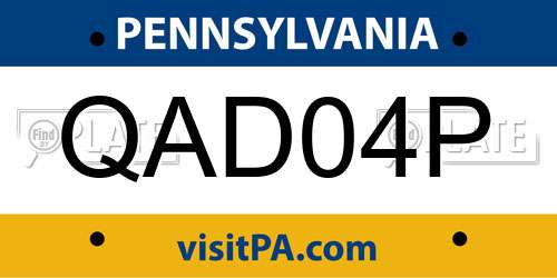 QAD04P Pennsylvania License Plate