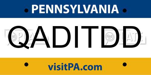 QADITDD Pennsylvania License Plate