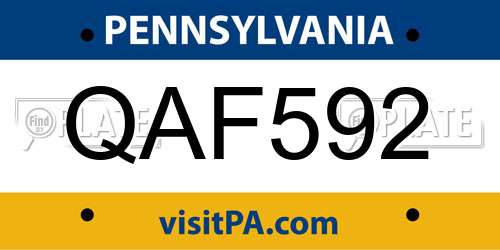 QAF592 Pennsylvania License Plate