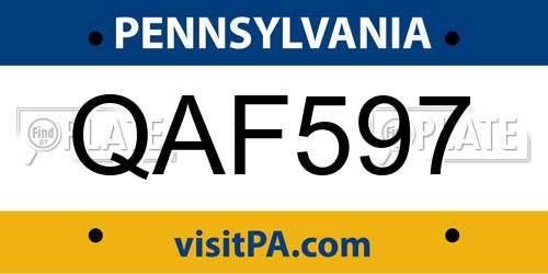 QAF597 Pennsylvania License Plate