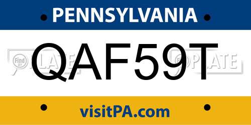 QAF59T Pennsylvania License Plate