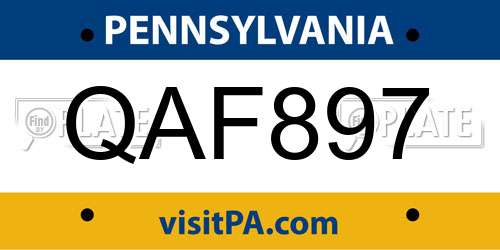 QAF897 Pennsylvania License Plate