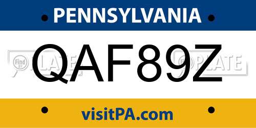 QAF89Z Pennsylvania License Plate