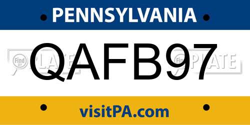 QAFB97 Pennsylvania License Plate