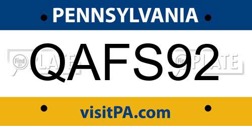 QAFS92 Pennsylvania License Plate