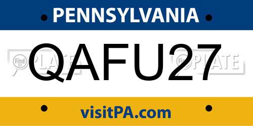 QAFU27 Pennsylvania License Plate