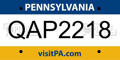 QAP2218 Pennsylvania License Plate